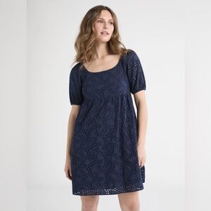 Time and Tru Midnight Blue Eyelet Dress (Size Large, 12-14)